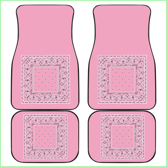 Quad Light Pink Bandana Car Mats - Minimal