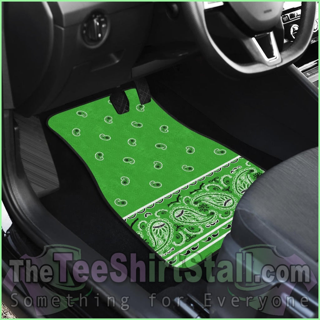 Quad Lime Green Bandana Car Floor Mats - Fancy