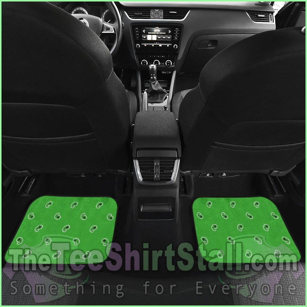 Quad Lime Green Bandana Car Floor Mats - Fancy