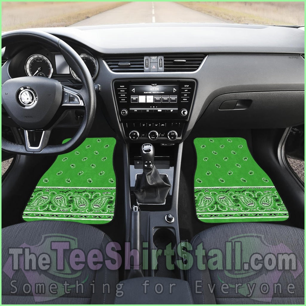 Quad Lime Green Bandana Car Floor Mats - Fancy