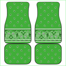 Load image into Gallery viewer, Quad Lime Green Bandana Car Floor Mats - Fancy
