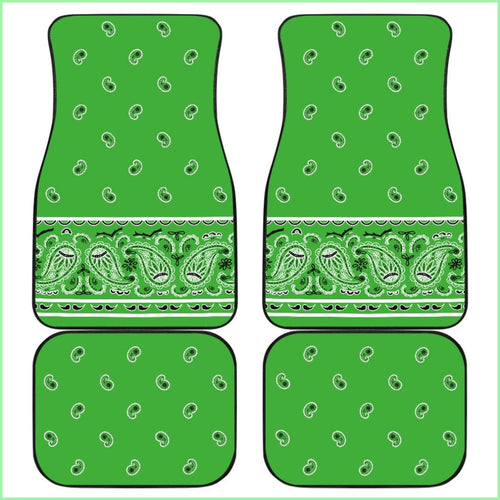 Quad Lime Green Bandana Car Floor Mats - Fancy