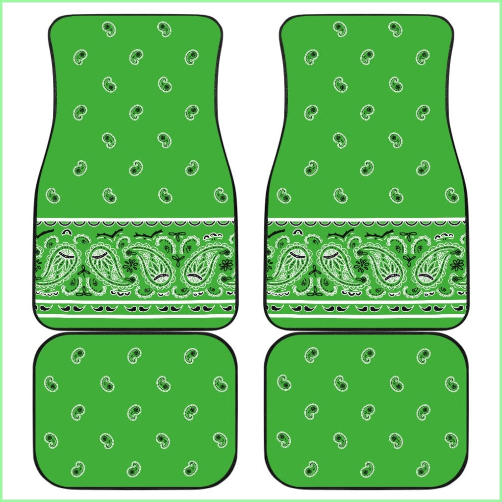 Quad Lime Green Bandana Car Floor Mats - Fancy