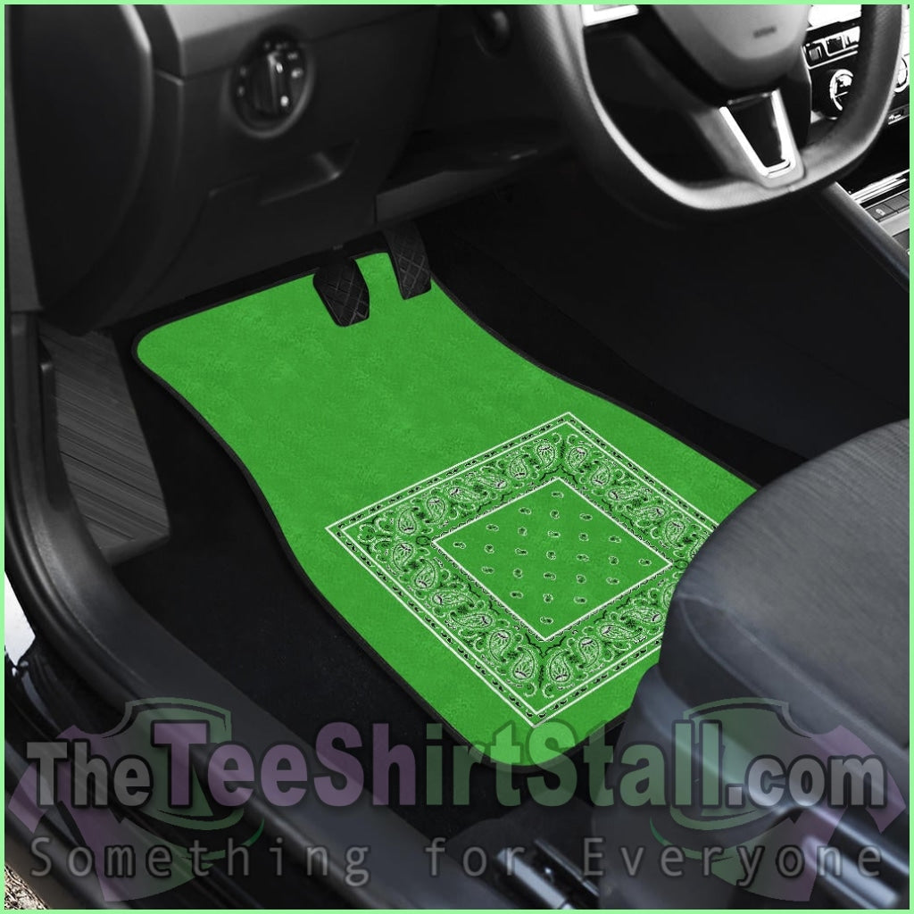 Quad Lime Green Bandana Car Floor Mats - Minimal