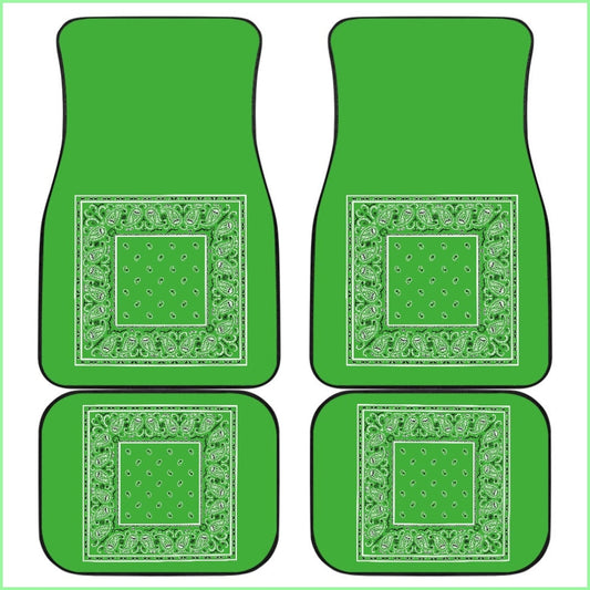 Quad Lime Green Bandana Car Floor Mats - Minimal