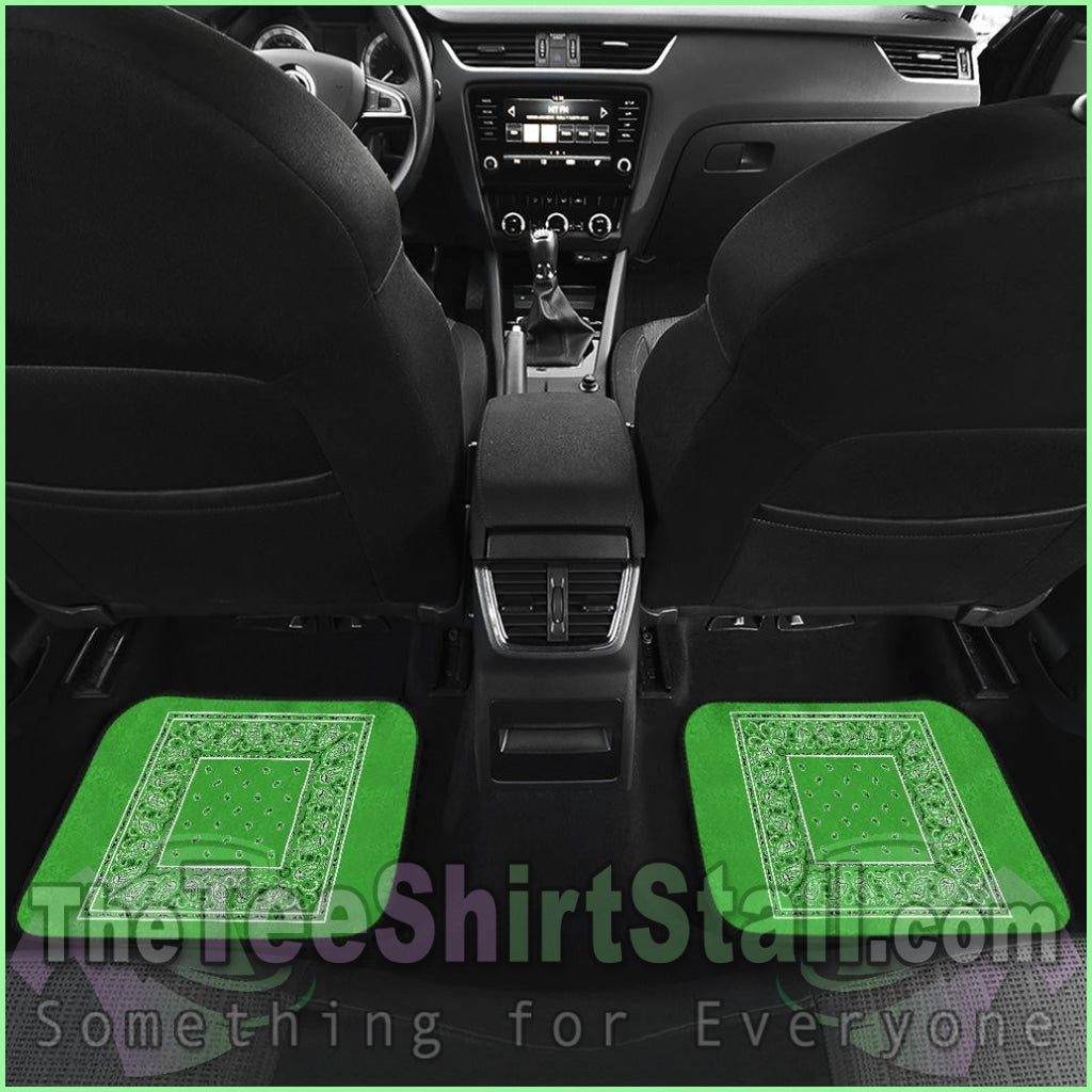 Quad Lime Green Bandana Car Floor Mats - Minimal