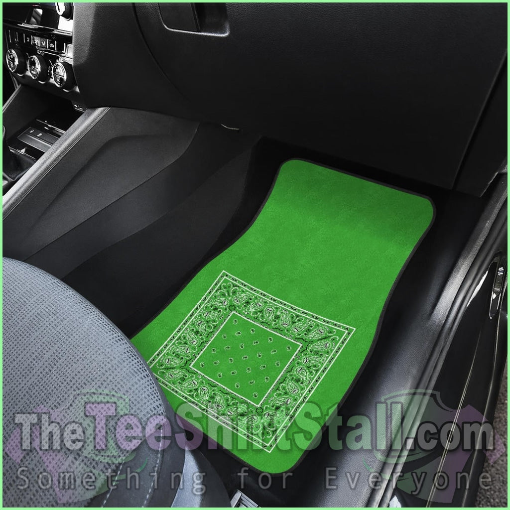 Quad Lime Green Bandana Car Floor Mats - Minimal