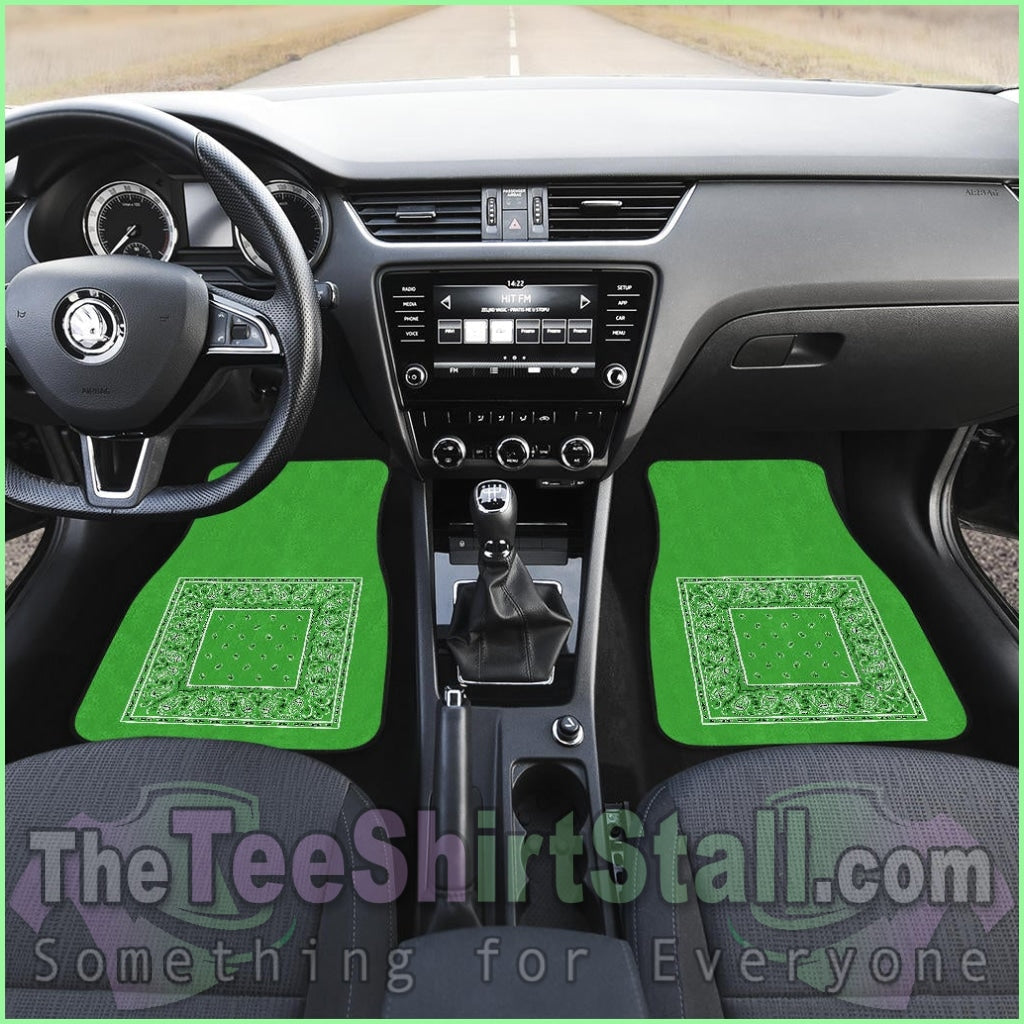 Quad Lime Green Bandana Car Floor Mats - Minimal