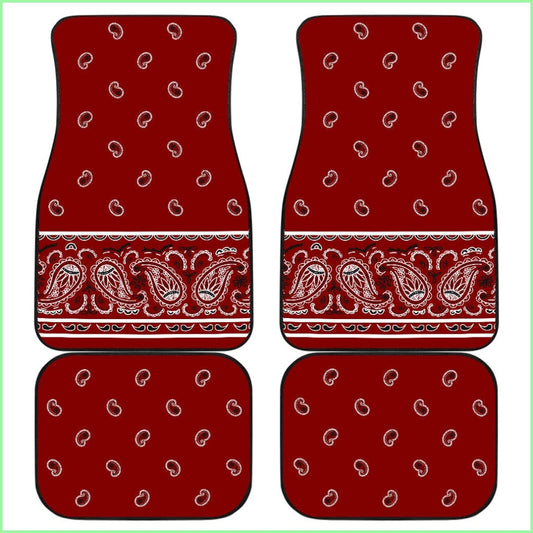 Quad Maroon Bandana Car Floor Mats - Fancy