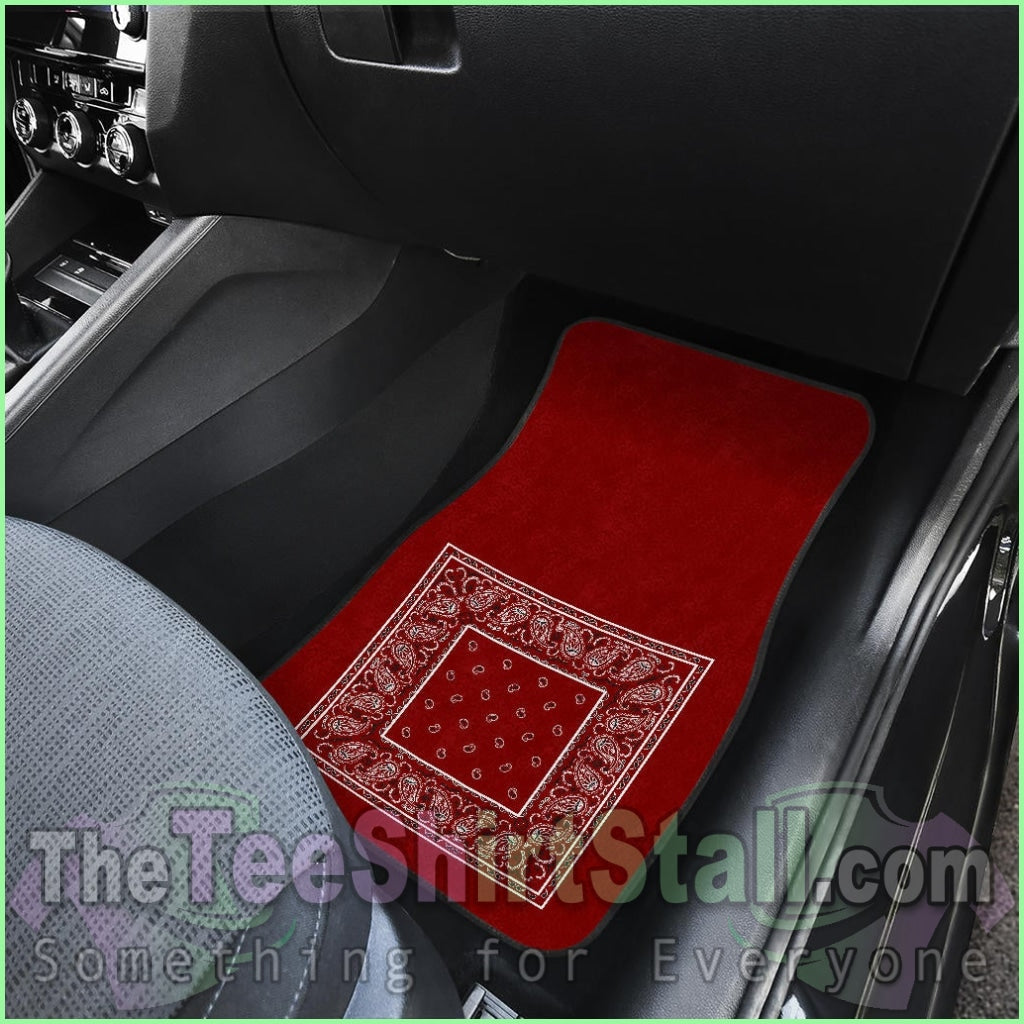 Quad Maroon Bandana Car Floor Mats - Minimal