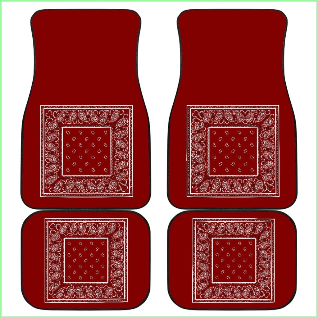 Quad Maroon Bandana Car Floor Mats - Minimal