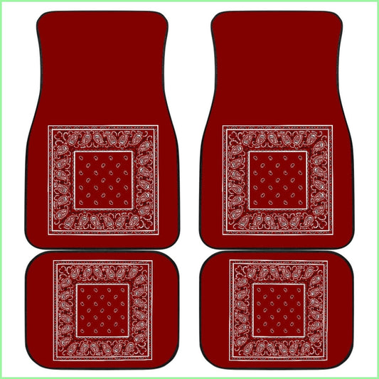 Quad Maroon Bandana Car Floor Mats - Minimal