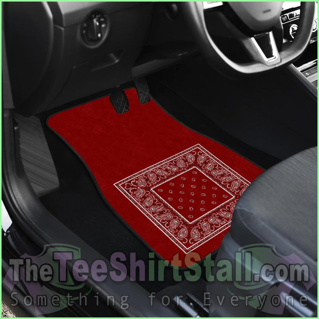 Quad Maroon Bandana Car Floor Mats - Minimal