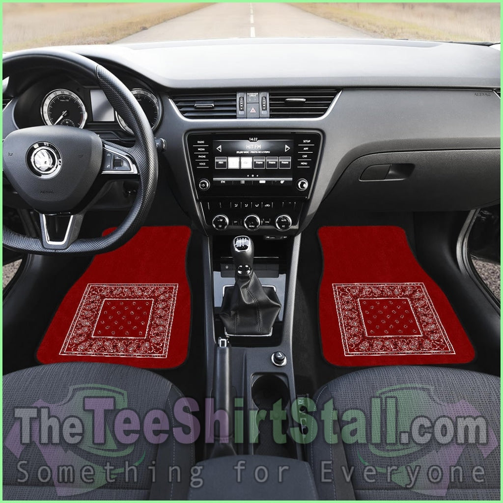 Quad Maroon Bandana Car Floor Mats - Minimal