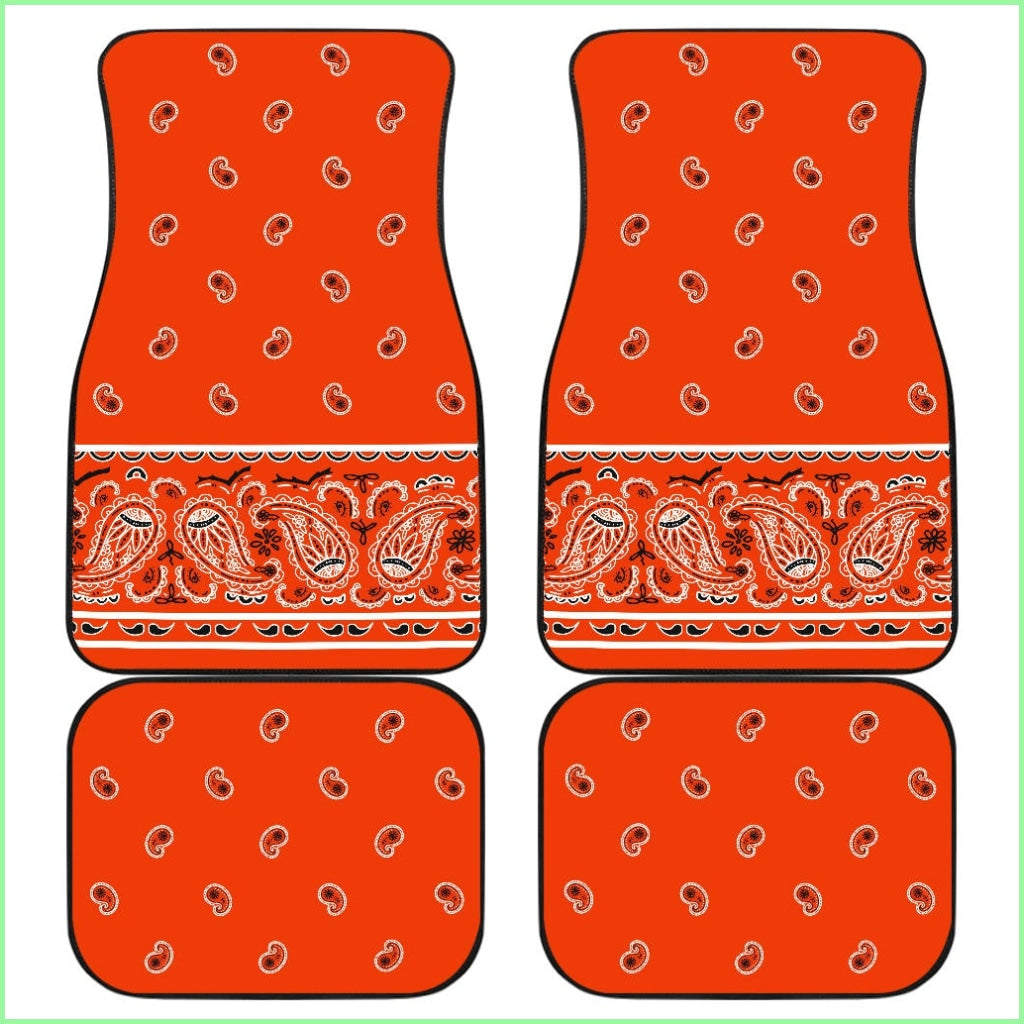 Quad Perfect Orange Bandana Car Mats - Fancy