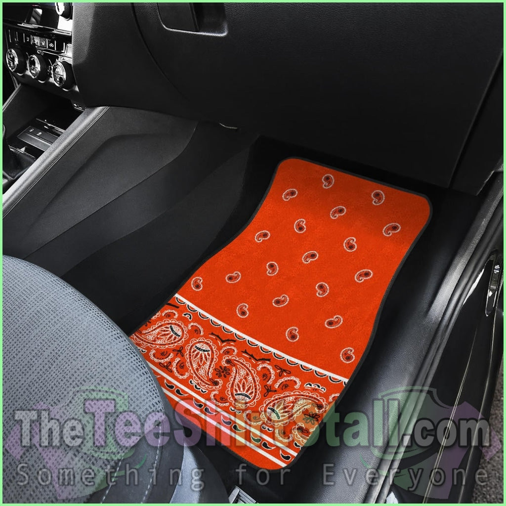 Quad Perfect Orange Bandana Car Mats - Fancy