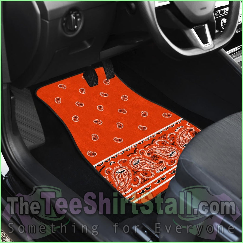 Quad Perfect Orange Bandana Car Mats - Fancy