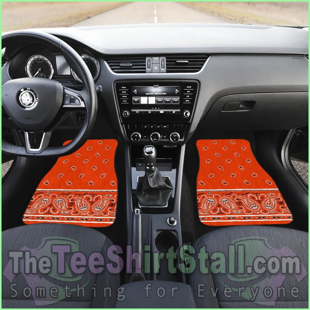 Quad Perfect Orange Bandana Car Mats - Fancy