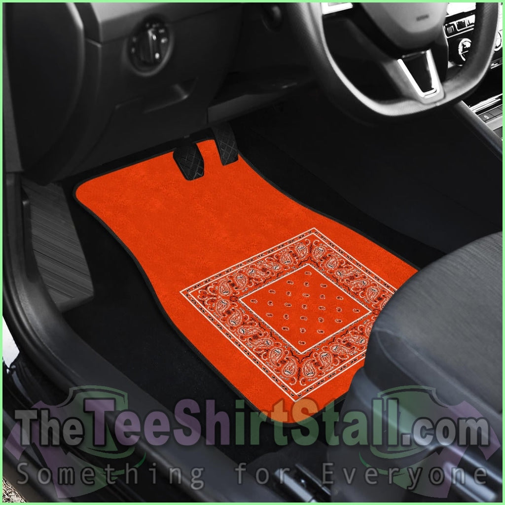 Quad Perfect Orange Bandana Car Mats - Minimal