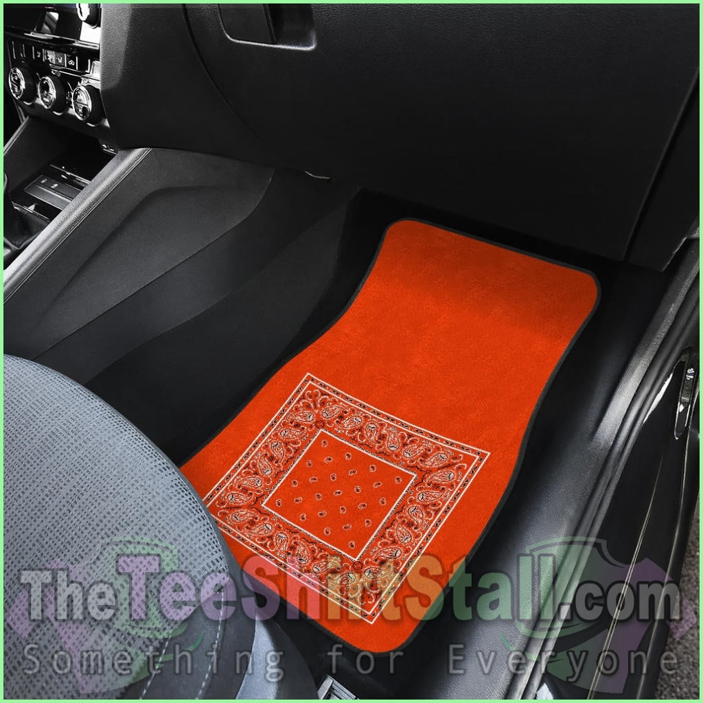 Quad Perfect Orange Bandana Car Mats - Minimal