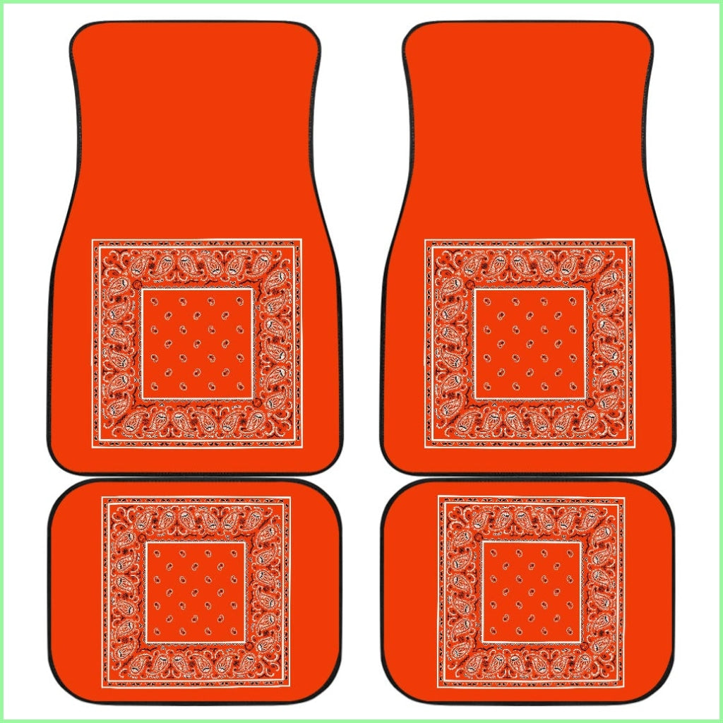 Quad Perfect Orange Bandana Car Mats - Minimal