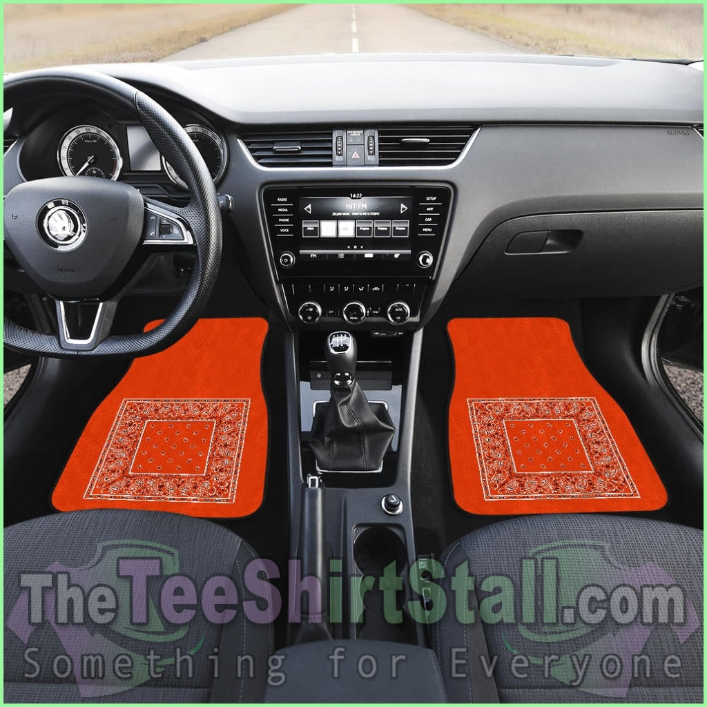 Quad Perfect Orange Bandana Car Mats - Minimal