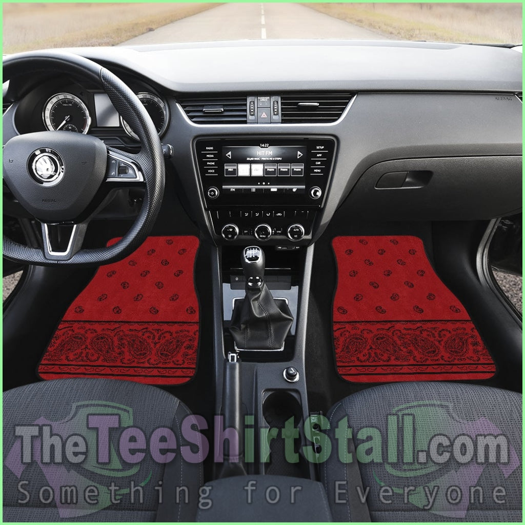 Quad Red With Black Bandana Car Mats - Fancy