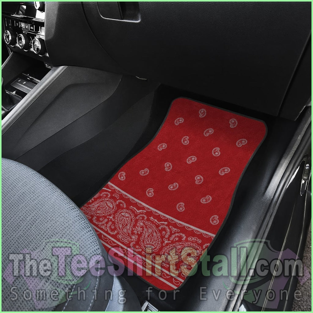 Quad Red With Gray Bandana Car Mats - Fancy