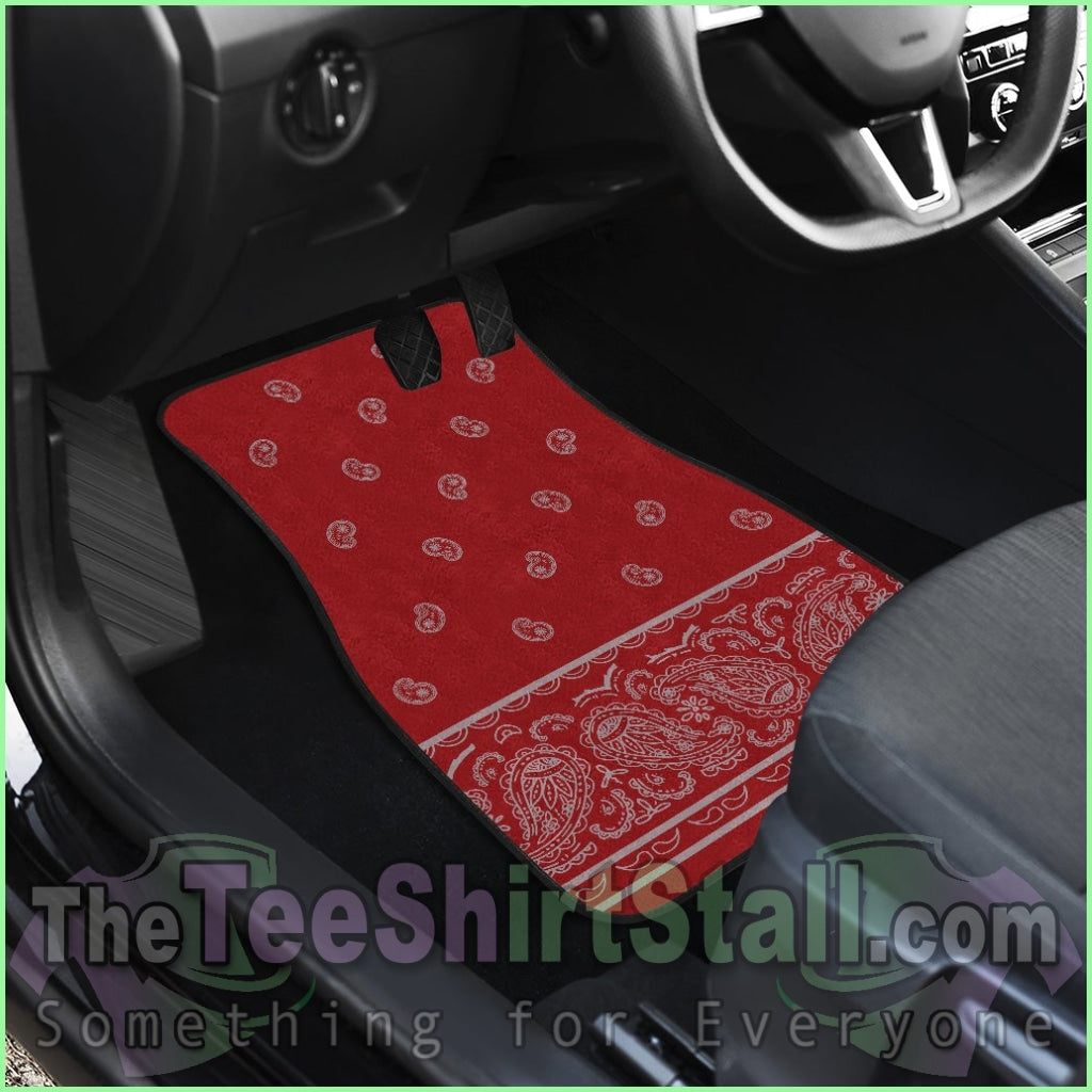 Quad Red With Gray Bandana Car Mats - Fancy