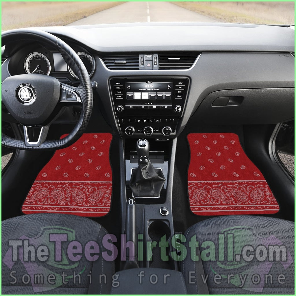 Quad Red With Gray Bandana Car Mats - Fancy