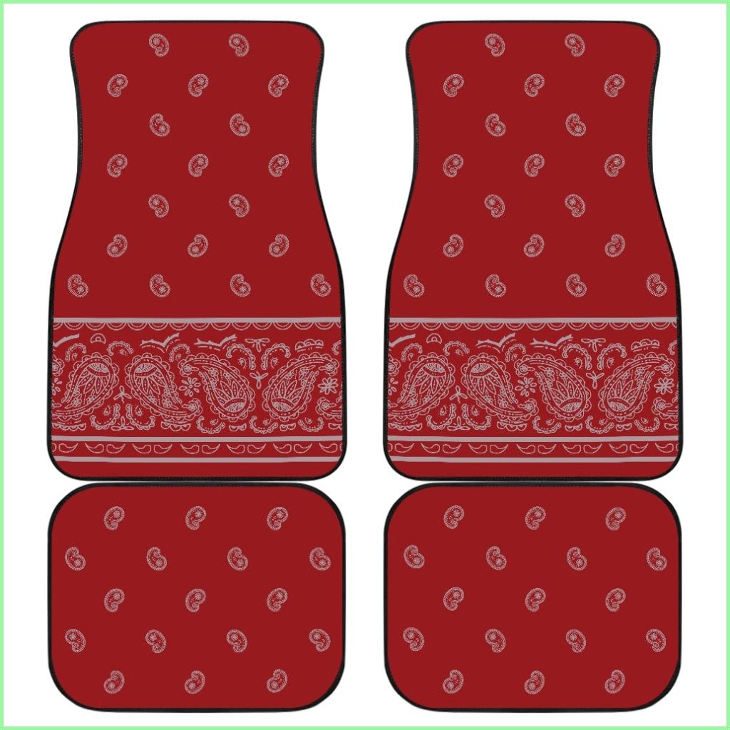 Quad Red With Gray Bandana Car Mats - Fancy