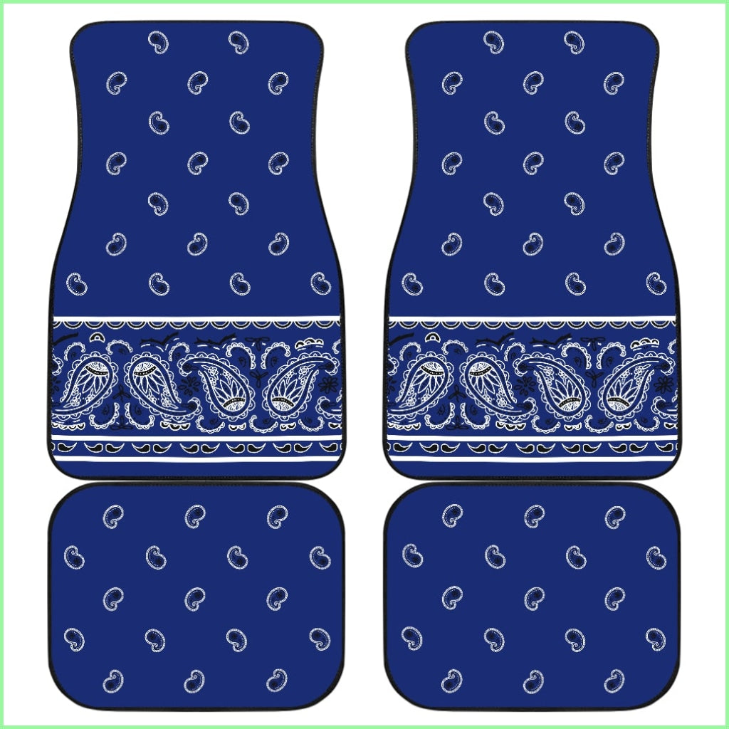 Quad Royal Blue Bandana Car Mats - Fancy