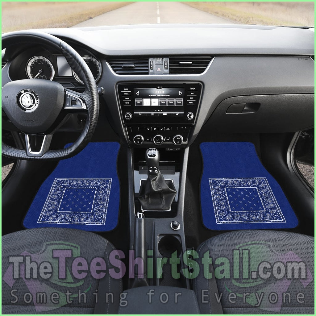 Quad Royal Blue Bandana Car Mats - Minimal