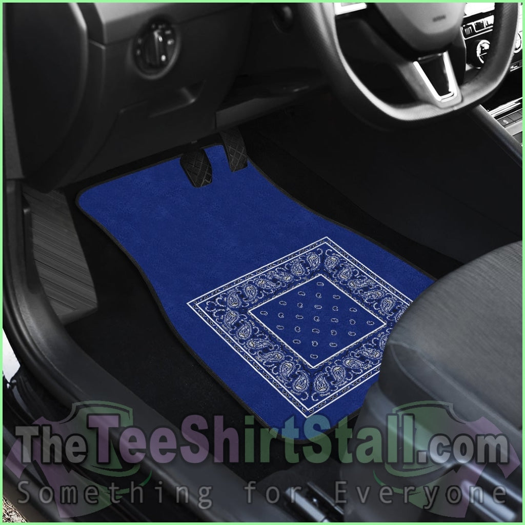 Quad Royal Blue Bandana Car Mats - Minimal