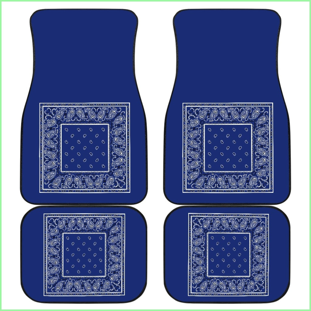 Quad Royal Blue Bandana Car Mats - Minimal