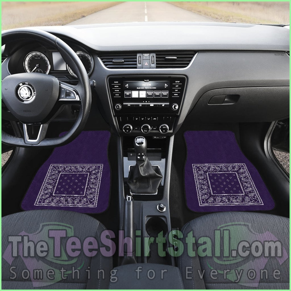 Quad Royal Purple Bandana Car Mats - Minimal