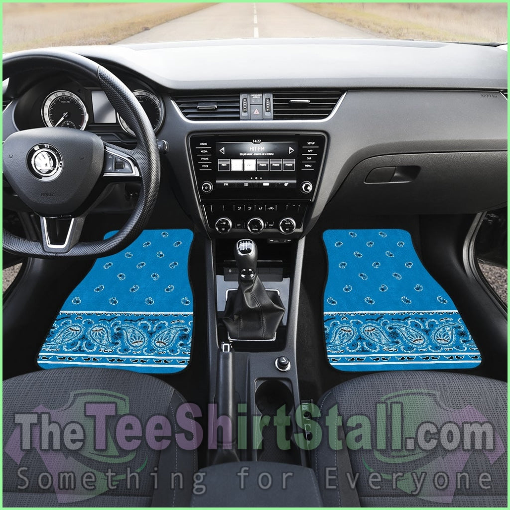 Quad Sky Blue Bandana Car Mats - Fancy