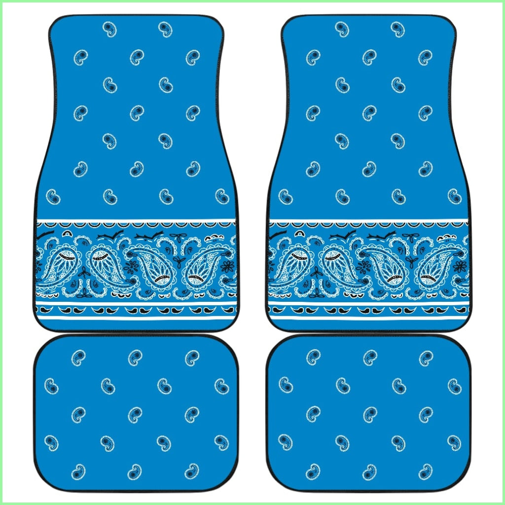 Quad Sky Blue Bandana Car Mats - Fancy