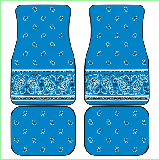 Quad Sky Blue Bandana Car Mats - Fancy