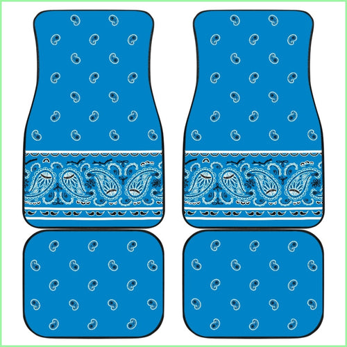 Quad Sky Blue Bandana Car Mats - Fancy