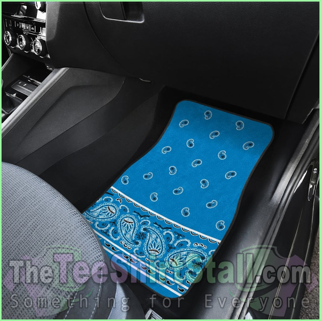 Quad Sky Blue Bandana Car Mats - Fancy