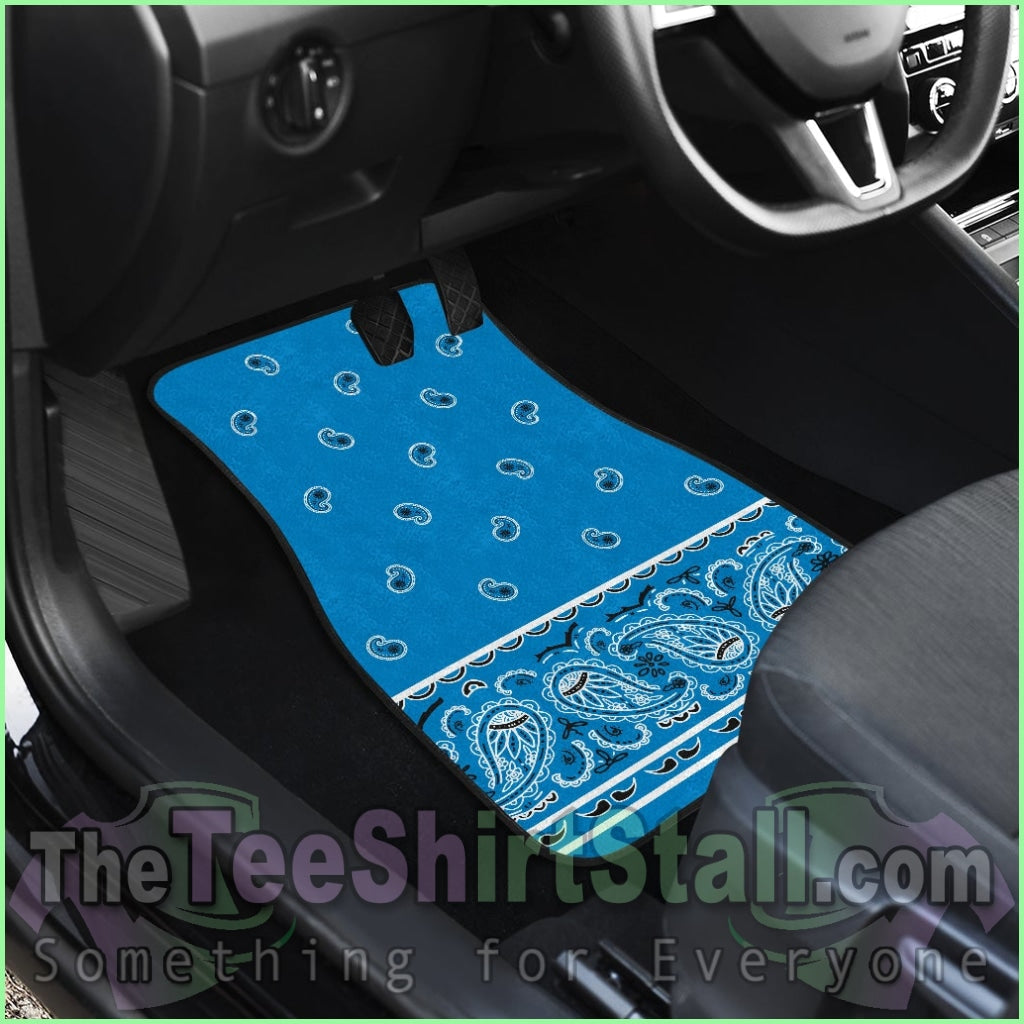 Quad Sky Blue Bandana Car Mats - Fancy