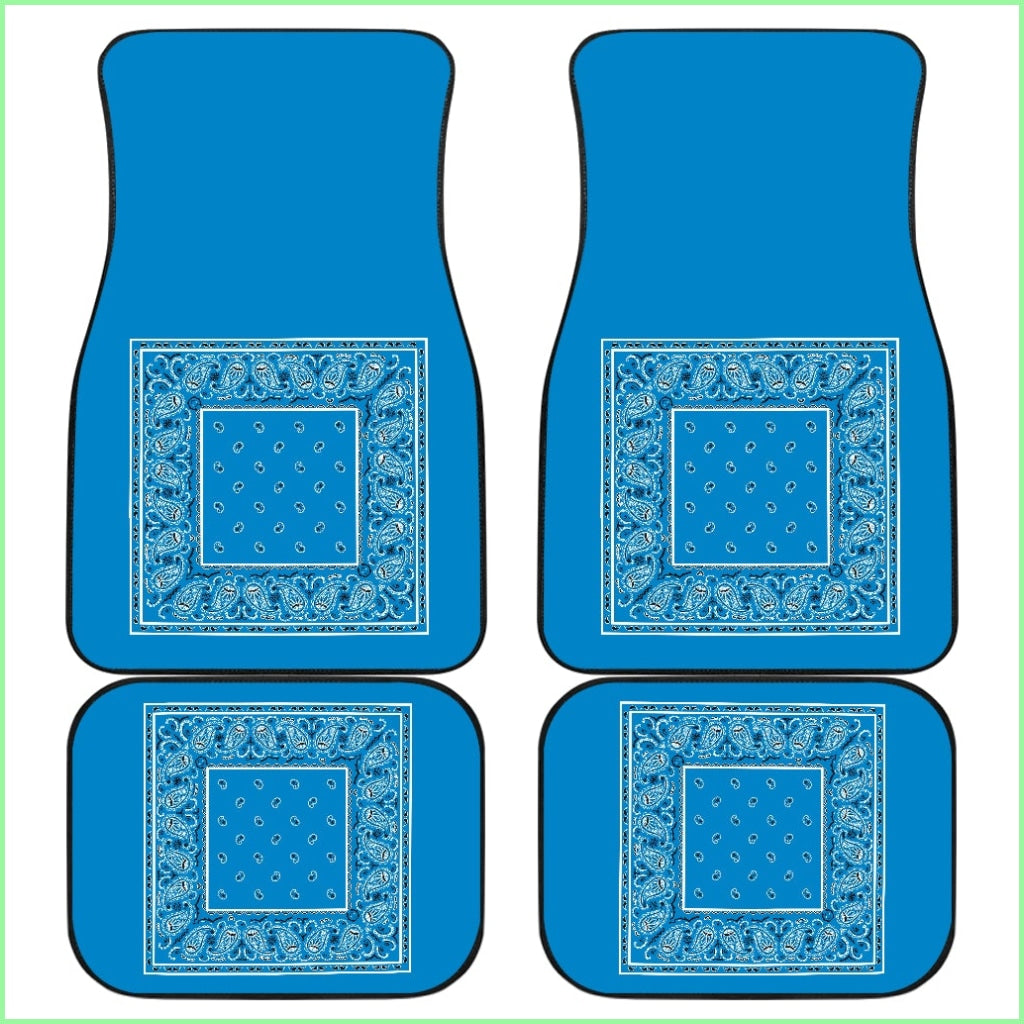 Quad Sky Blue Bandana Car Mats - Minimal