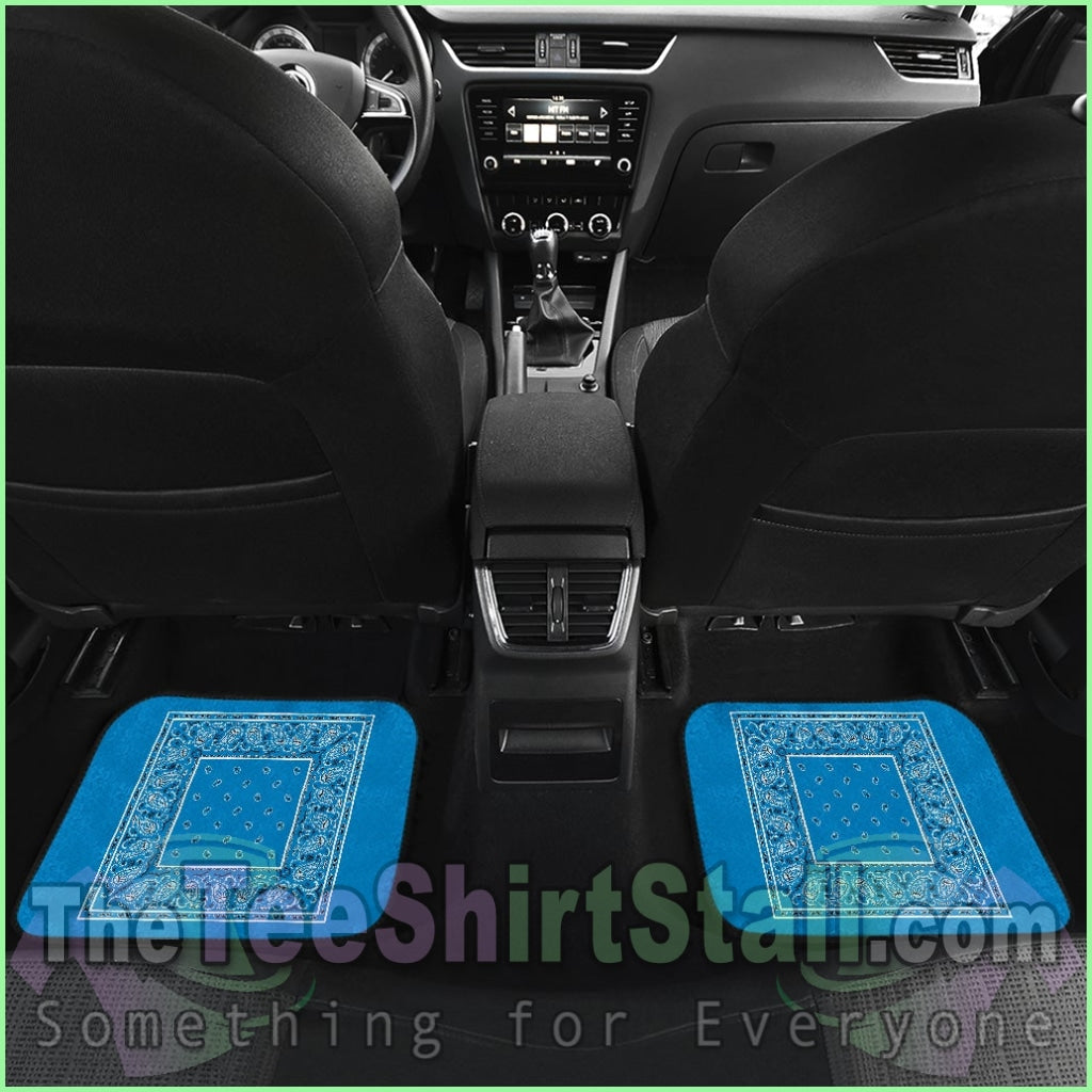 Quad Sky Blue Bandana Car Mats - Minimal