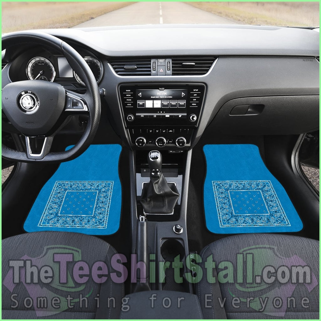 Quad Sky Blue Bandana Car Mats - Minimal