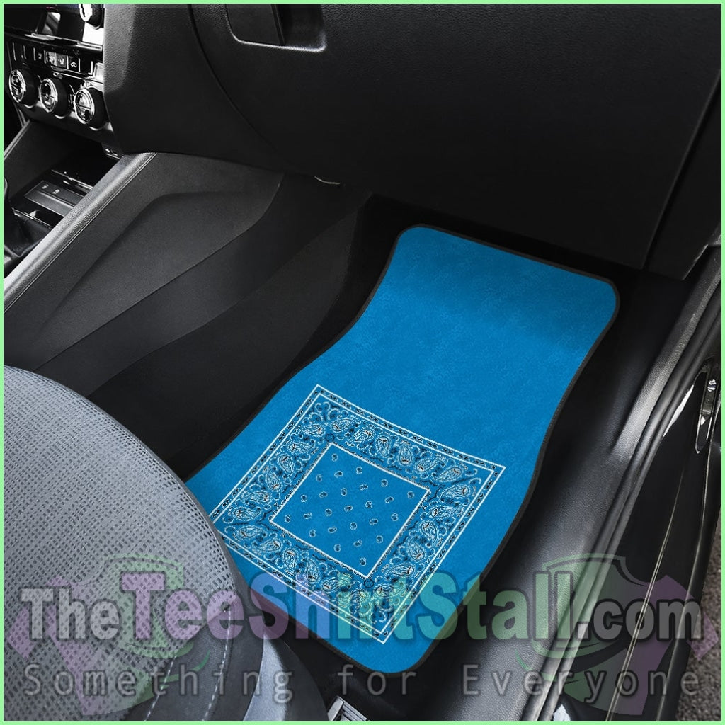 Quad Sky Blue Bandana Car Mats - Minimal