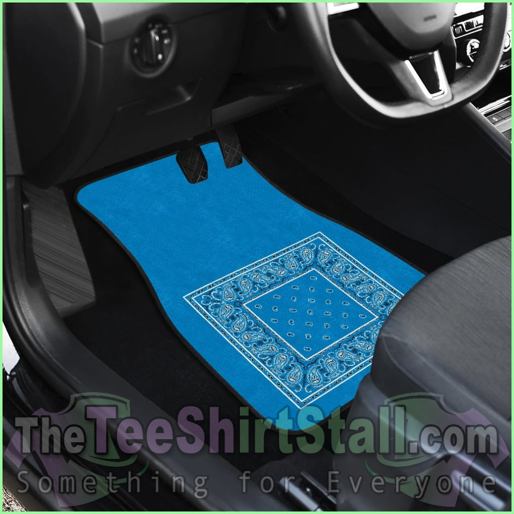 Quad Sky Blue Bandana Car Mats - Minimal