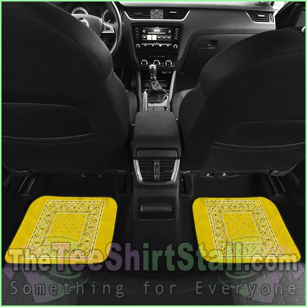 Quad Sunshine Yellow Bandana Car Mats - Minimal