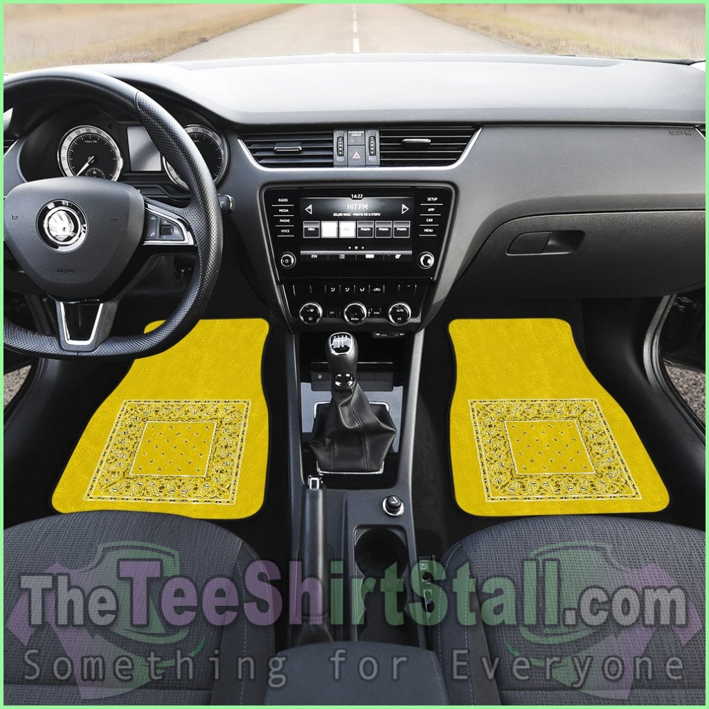 Quad Sunshine Yellow Bandana Car Mats - Minimal