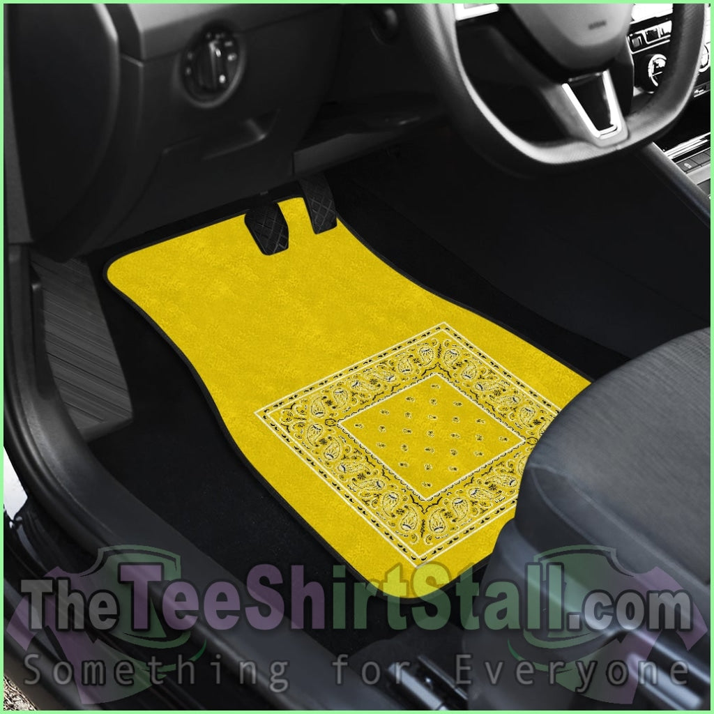 Quad Sunshine Yellow Bandana Car Mats - Minimal